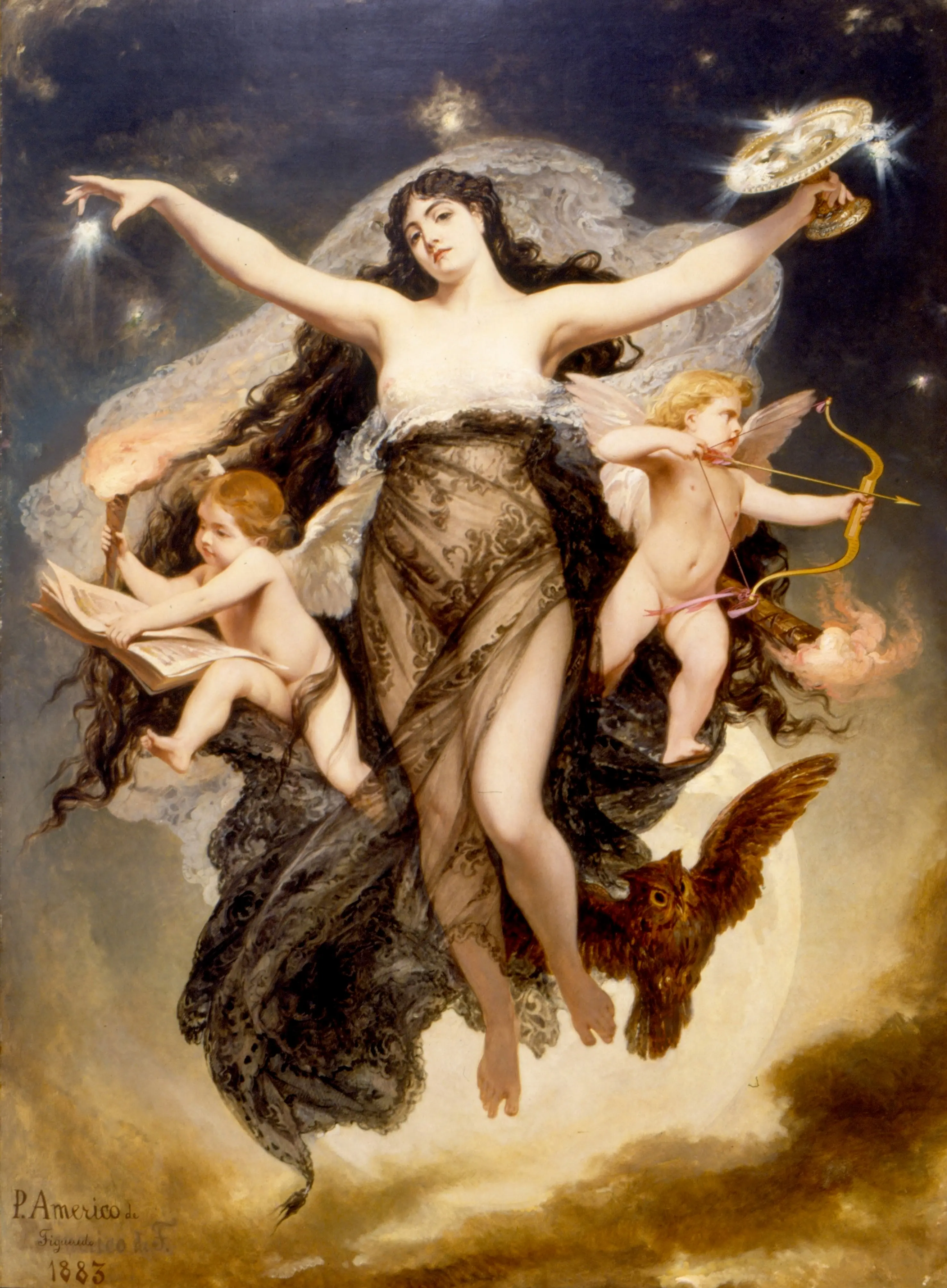The Night Escorted by the Geniuses of Love and Study, a painting by Pedro Américo